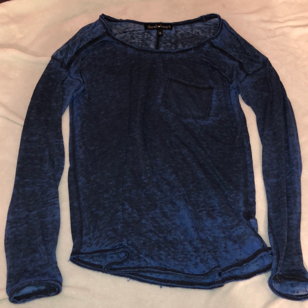 Small blue acid washed long sleeve shirt